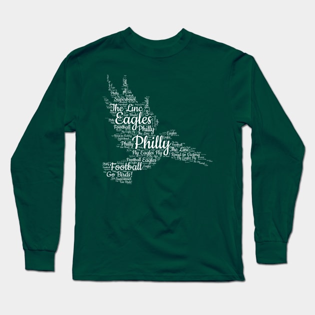 Philly birds script white word art football Long Sleeve T-Shirt by PixieMomma Co